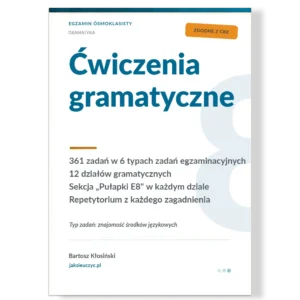 Ćwiczenia gramatyczne na egzamin ósmoklasisty z angielskiego – okładka workbooka PDF