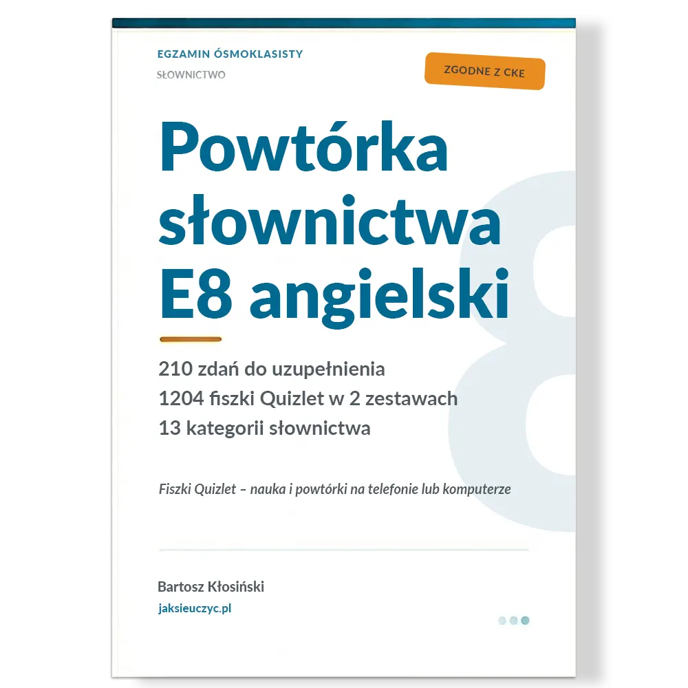 Powtórka słownictwa E8 – ćwiczenia i fiszki Quizlet – okładka