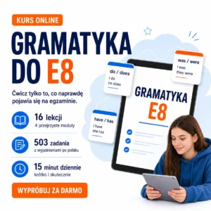 Kurs Gramatyka do egzaminu ósmoklasisty z angielskiego, okładka kursu